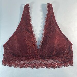 daisy fuentes lace bra bralette xl df498 wine maroon